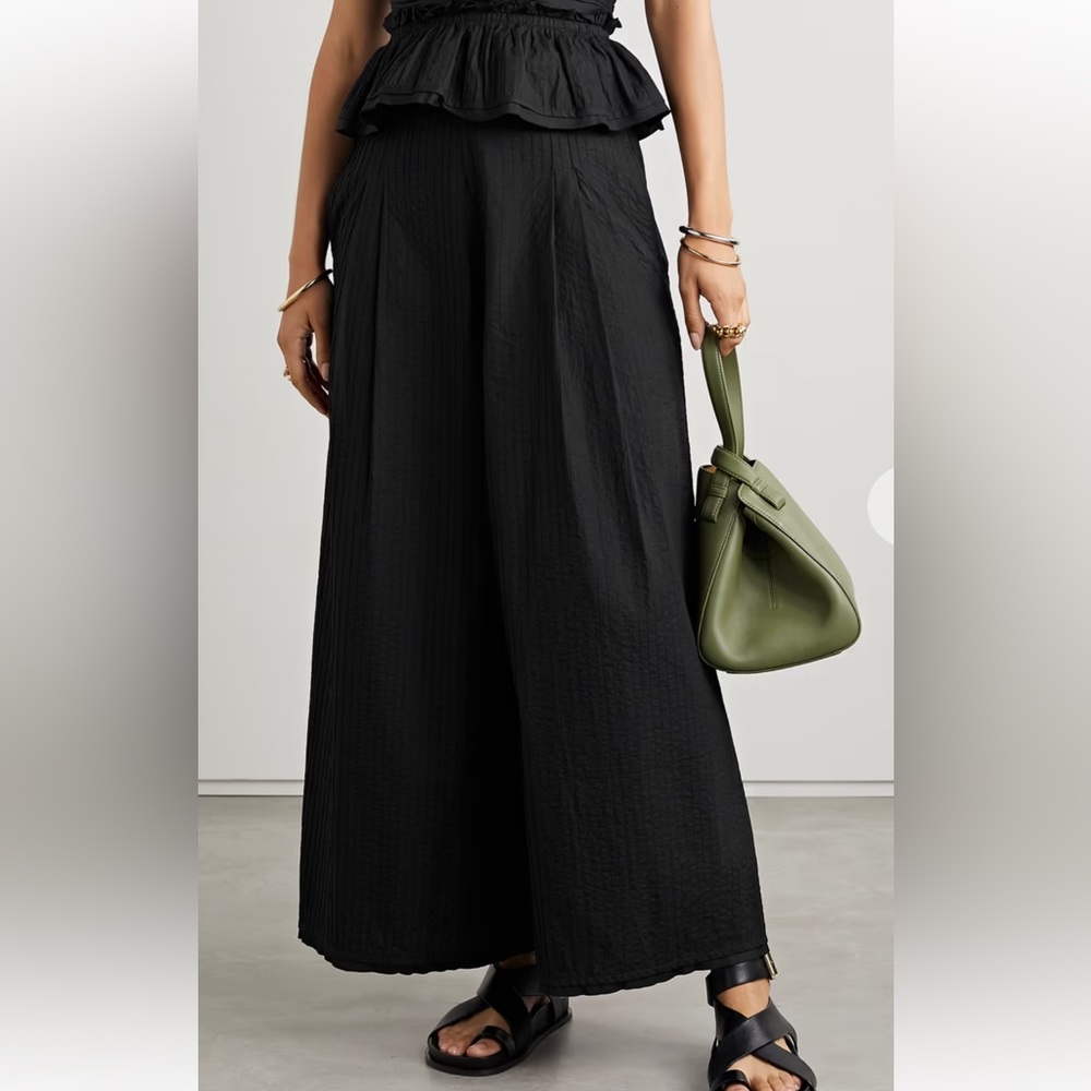 Ulla Johnson Eloisa Pintucked Cotton Poplin Wide Leg Pants Size 4 - Picture 11 of 13
